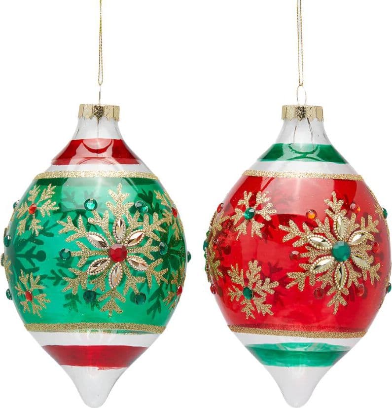 Pallina a goccia in vetro con fiocco di neve decorazioni natalizie per albero di Natale - 3
