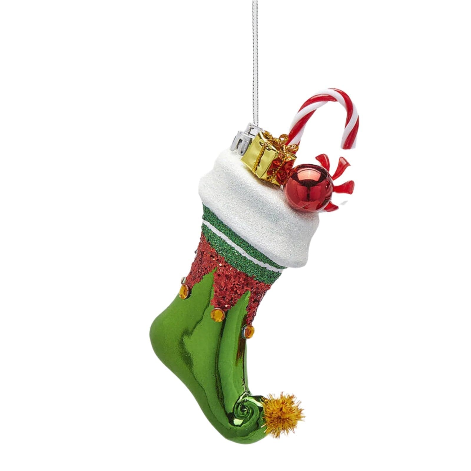 Pendaglio a forma di calza con caramelle decorazione natalizia per albero di natale, da 14 cm - 1