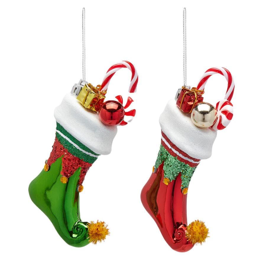 Pendaglio a forma di calza con caramelle decorazione natalizia per albero di natale, da 14 cm - 3