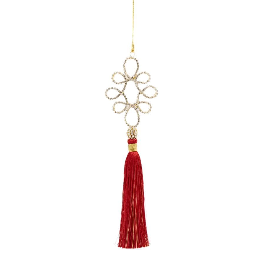 Pendaglio nappa colore rosso decorazione per albero di Natale da 21 cm
