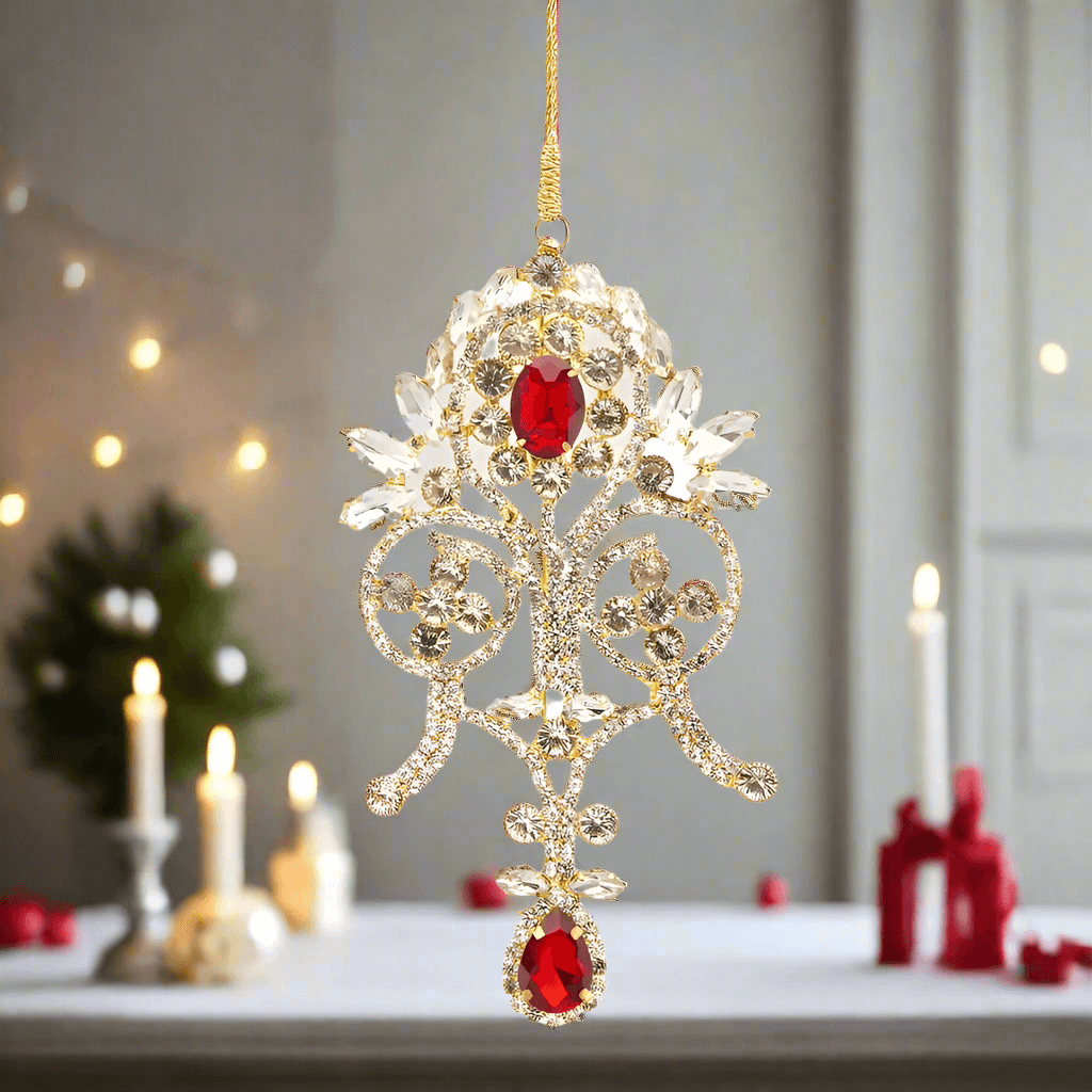 Pendaglio colore oro con gemme per albero di Natale da 13 cm - 2