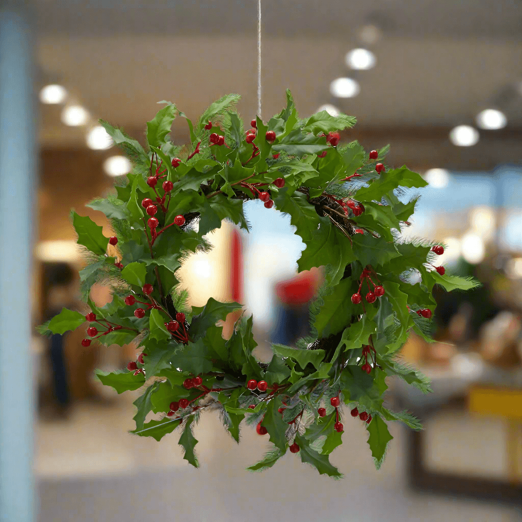 Ghirlanda tonda natalizia con bacche, decorazione per dietro porta da 50 cm - 3