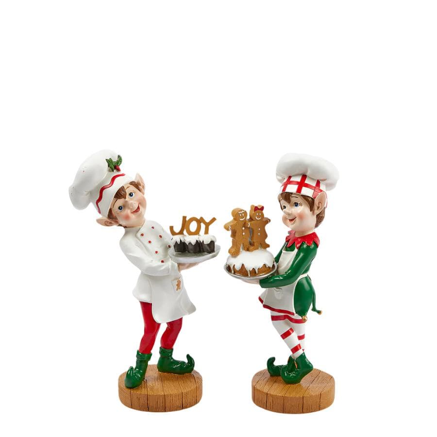 Statuetta decorativa Elfo cuoco decorazione natalizia da 26 cm - 4