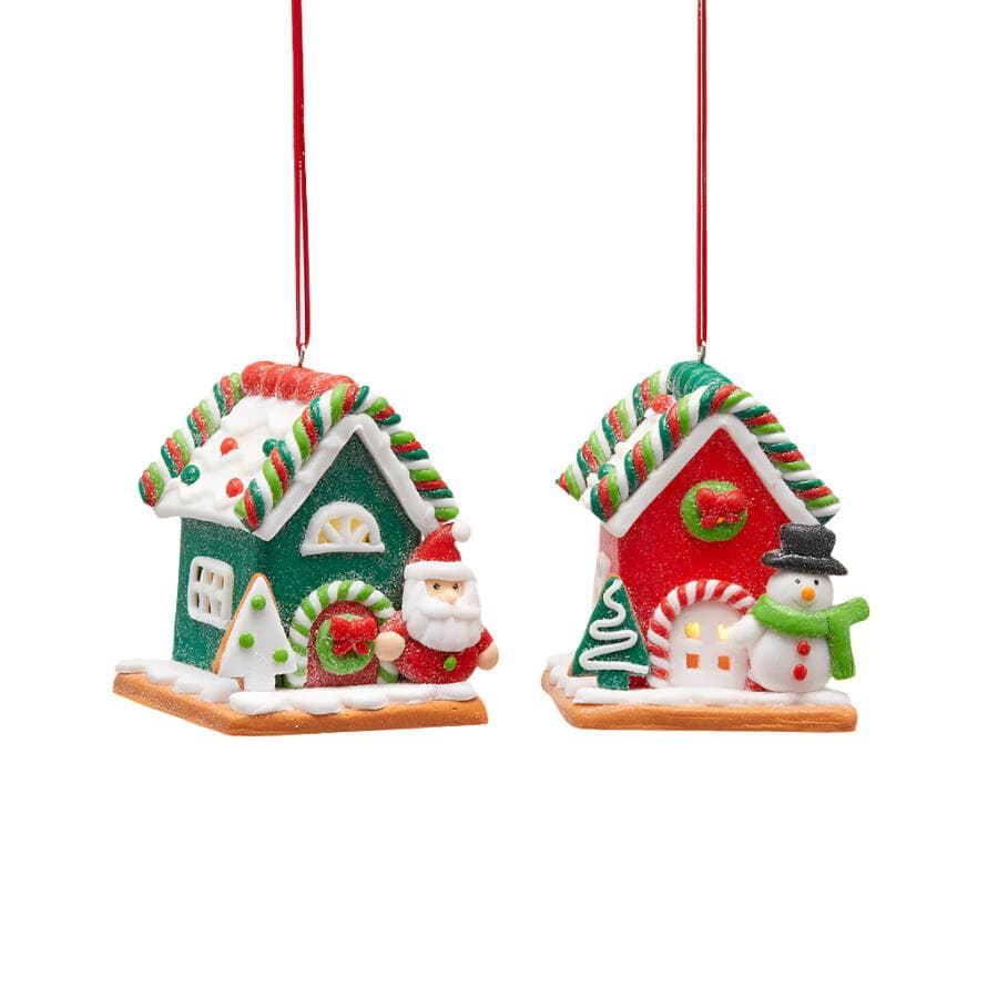 Pendaglio a forma di casette in plastica con microled per albero di Natale da 8.5 cm - 3