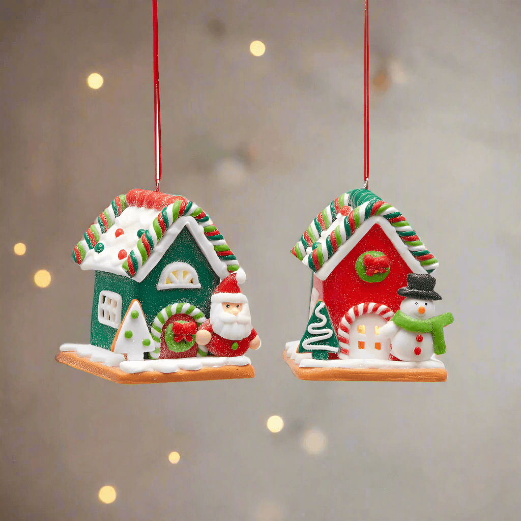 Pendaglio a forma di casette in plastica con microled per albero di Natale da 8.5 cm - 4