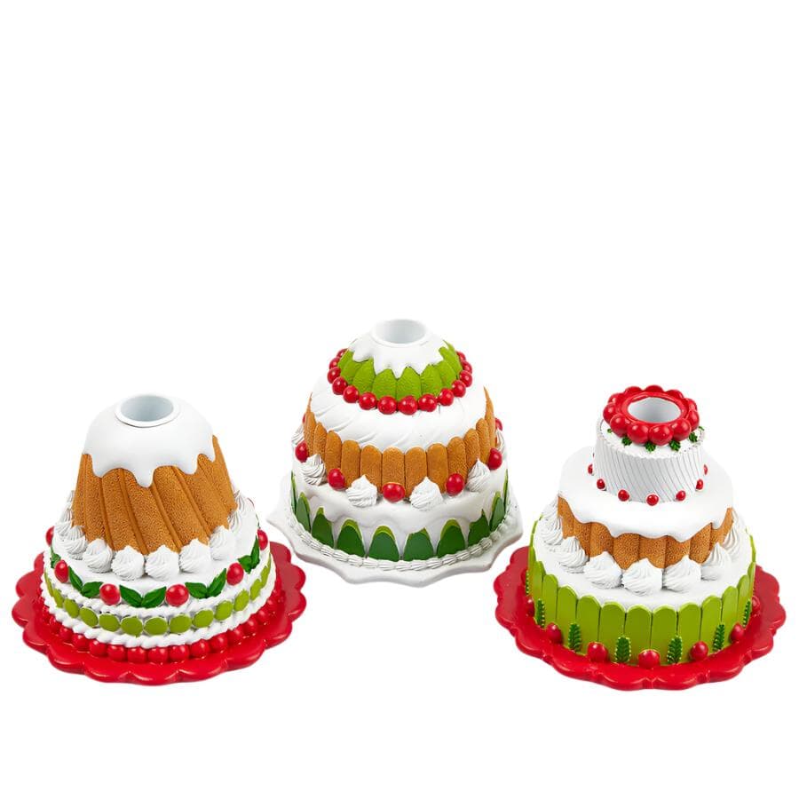 Porta Candela a forma di torta per tavolo di natale decorazione Natalizia da 10 cm - 3