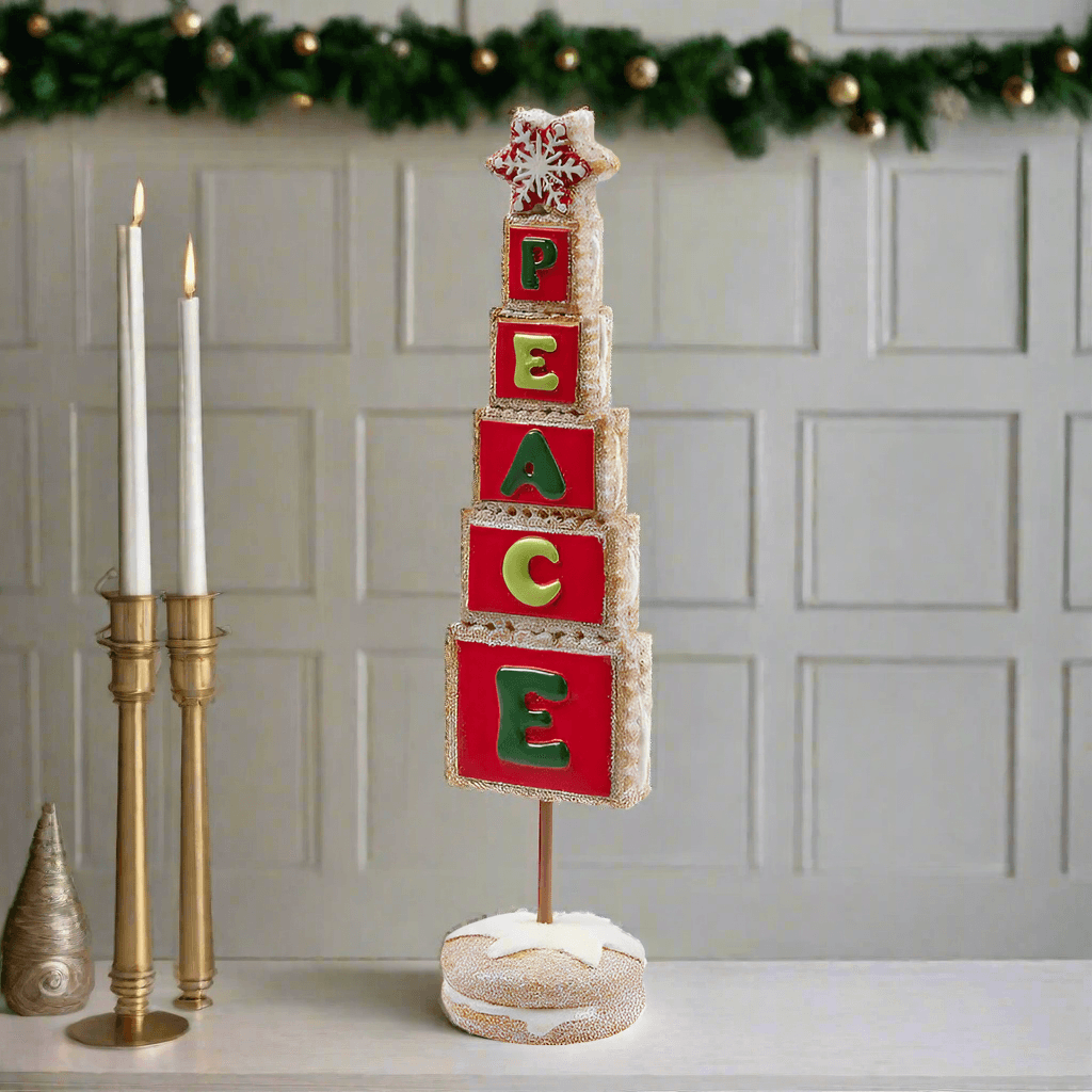 Albero decorativo con cubetti di pan di zenzero con scritta natalizia - 4