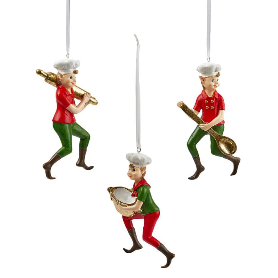 Pendaglio con elfo cuoco decorazione  per albero di Natale da 13 cm - 4