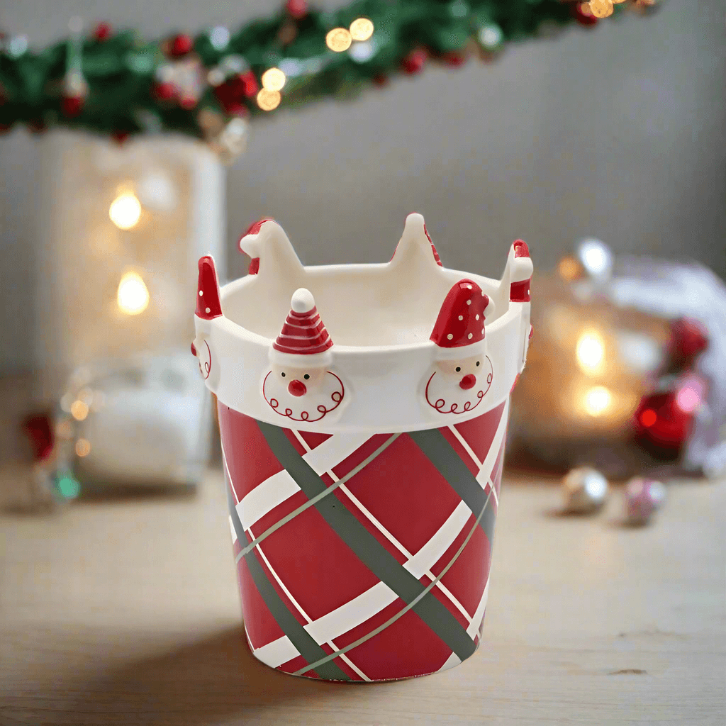 Vaso natalizio decorativo in ceramica per decorazioni ambienti, da h 17 cm - 2