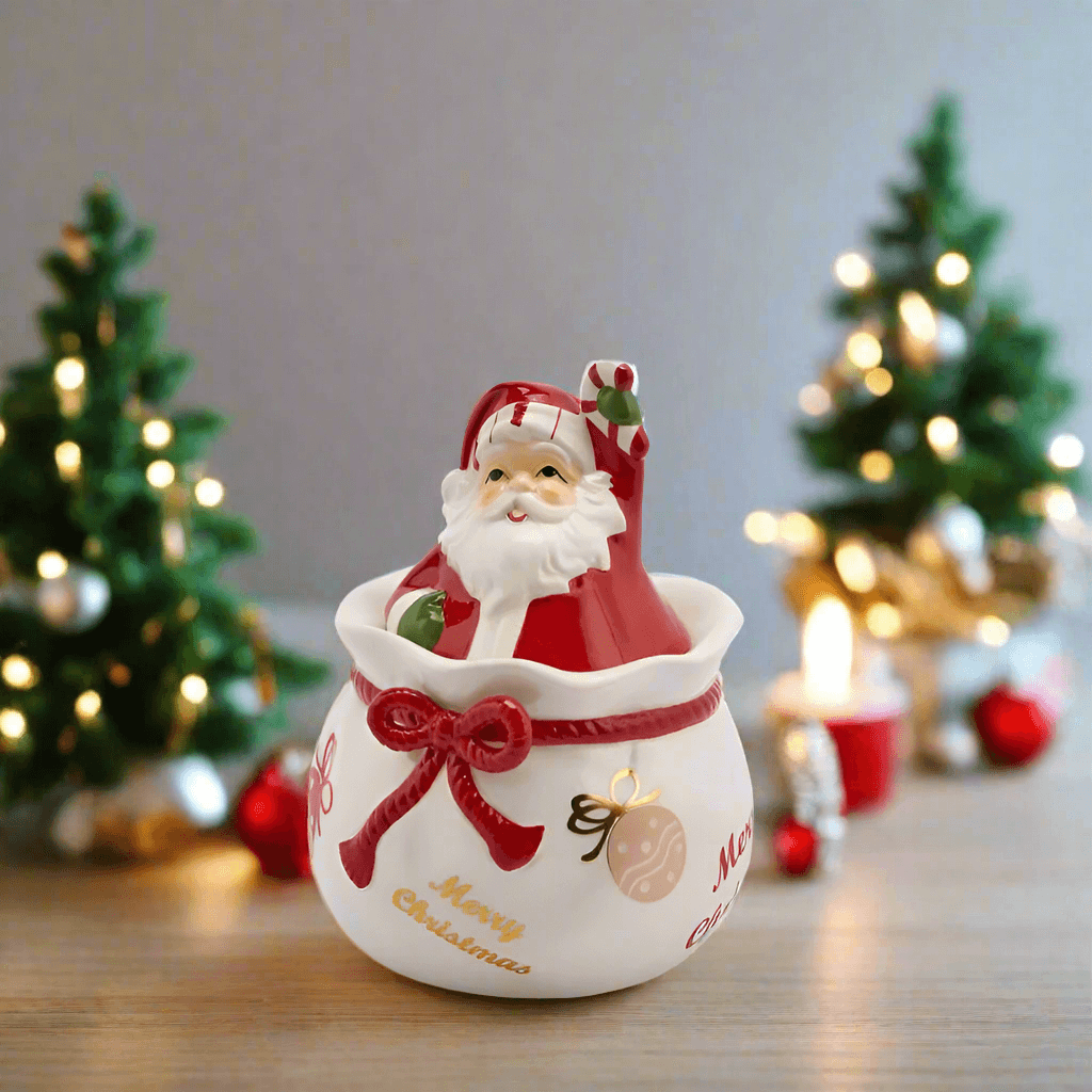 Barattolo in ceramica con Babbo natale decorazione natalizia h 21 cm - 2