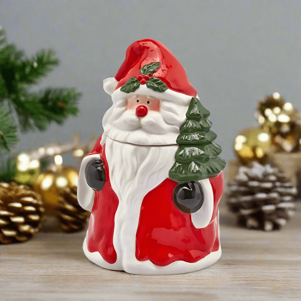 Barattolo in ceramica con Babbo natale con alberello decorazione natalizia h 27 cm - 2