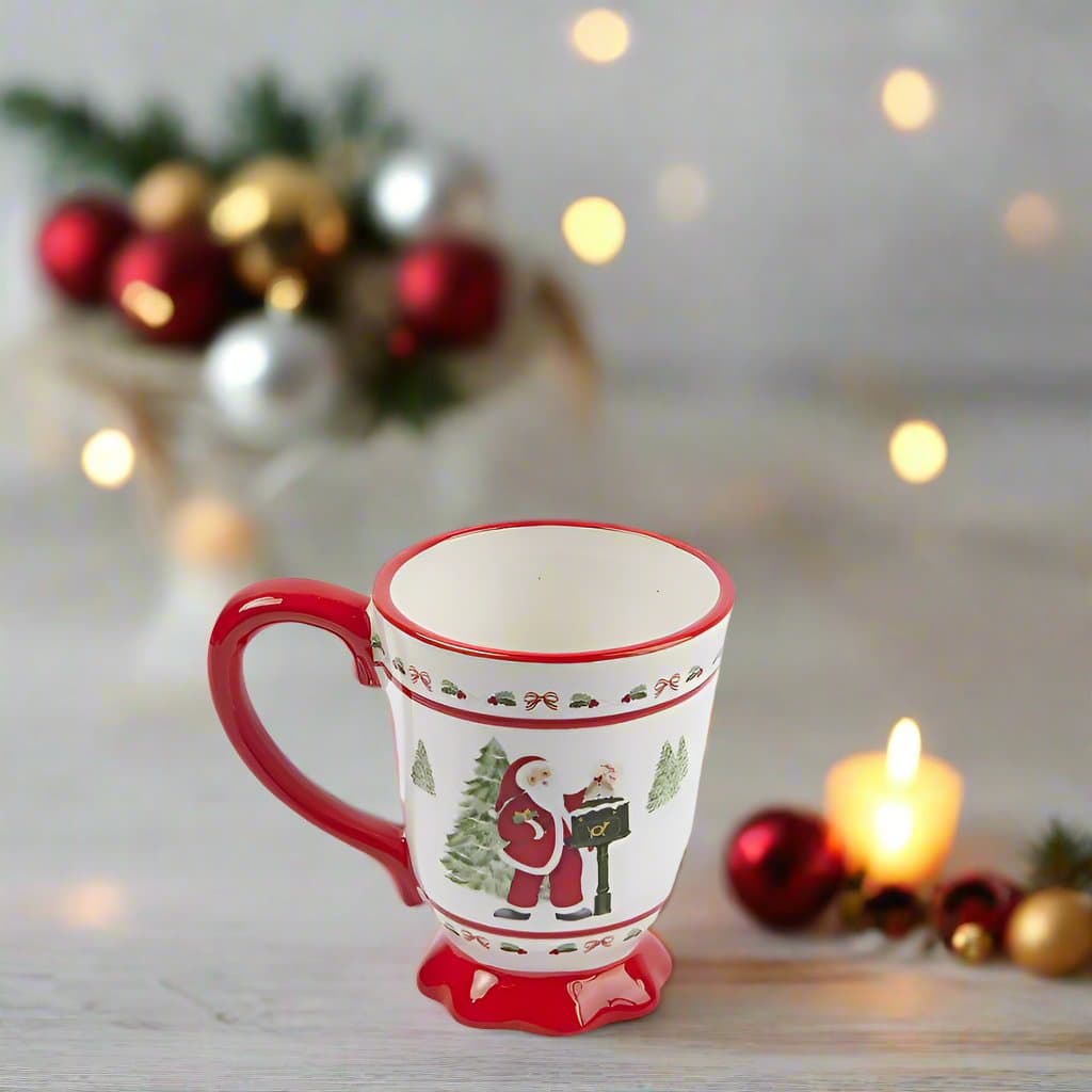 Tazza decorativa in ceramica con sfera decorazione natalizia h 10 cm - 2