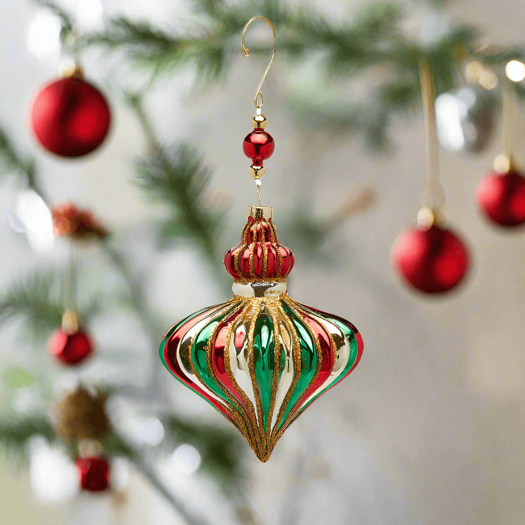 Palline per albero di natale a forma di trottola decorazione natalizia da 12 cm - 2