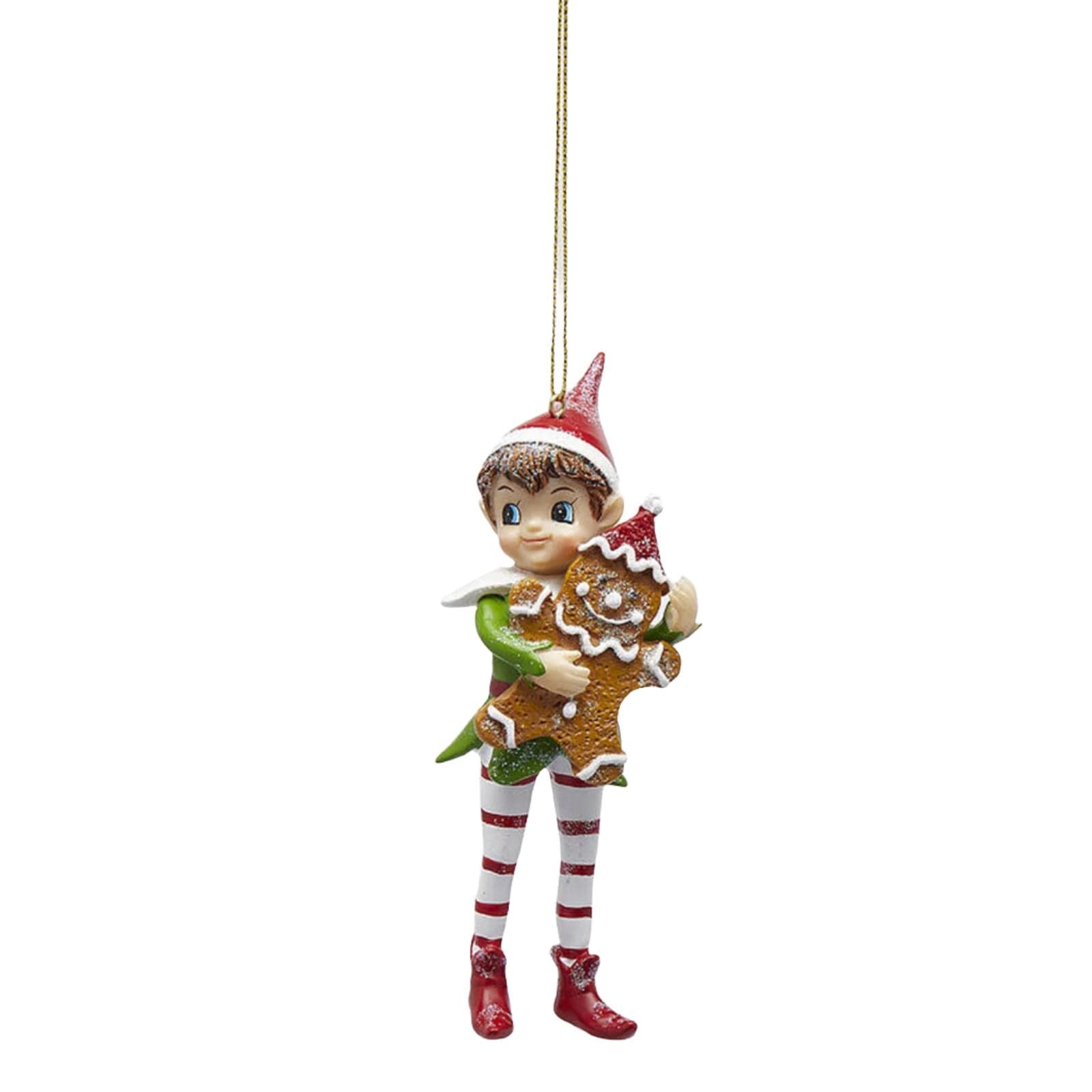 Pendaglio a forma di elfo decorativo con vestito rosso in stoffa decorazione natalizia da 13 cm - 2