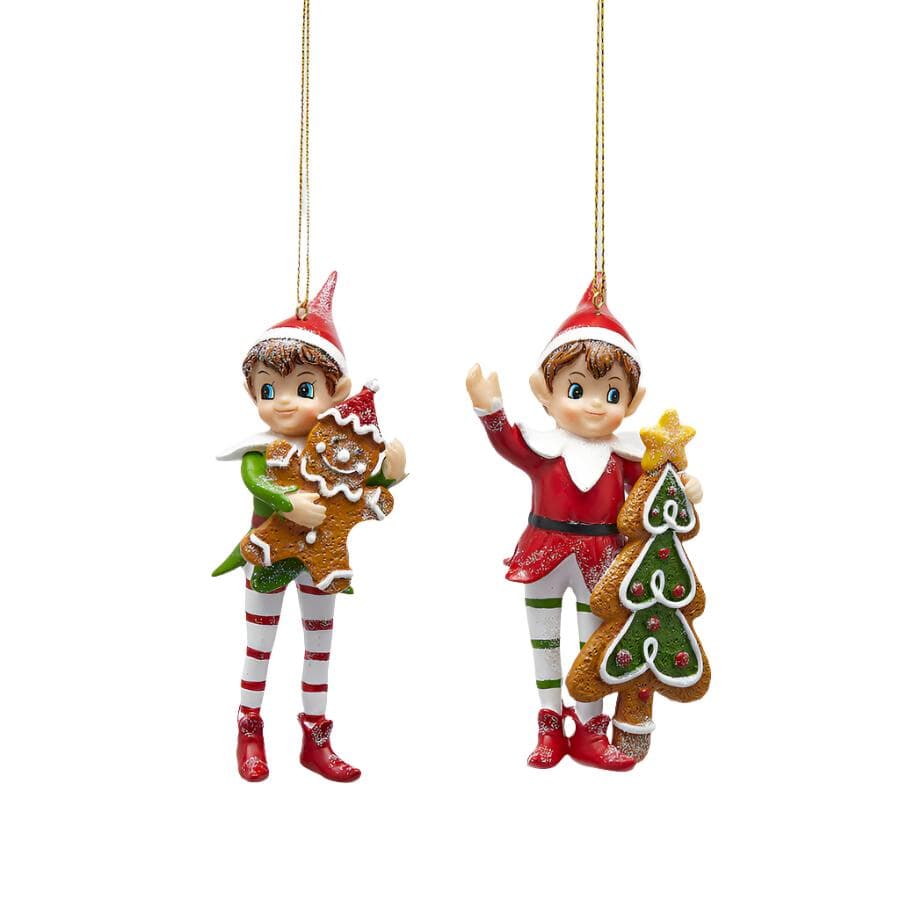 Pendaglio a forma di elfo decorativo con vestito rosso in stoffa decorazione natalizia da 13 cm - 3