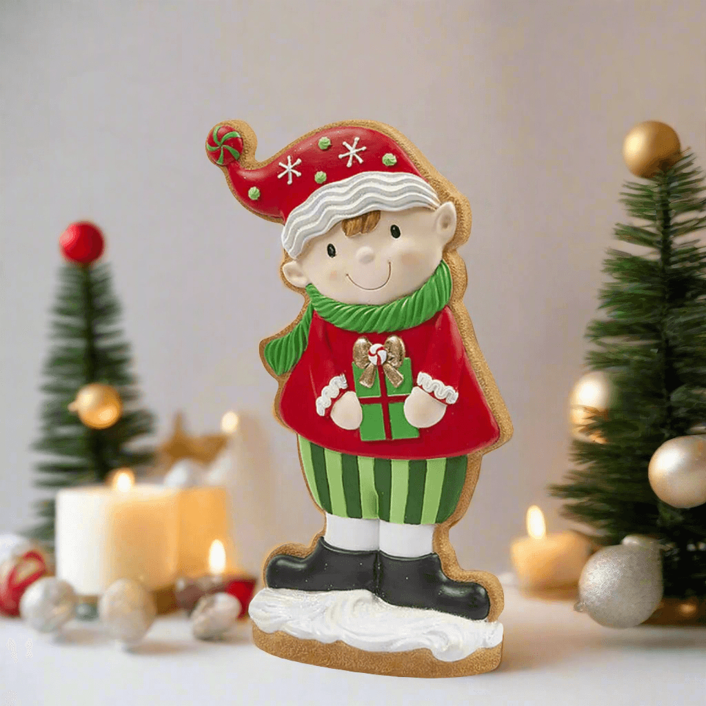 Statuetta decorativa elfo di Natale decorazione natalizia da 32 cm - 3
