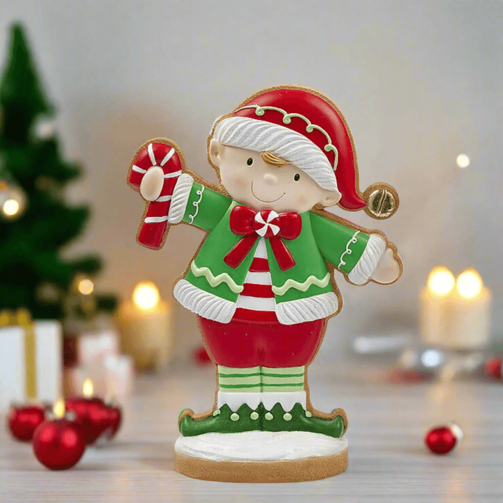 Statuetta decorativa elfo di Natale decorazione natalizia da 32 cm - 4