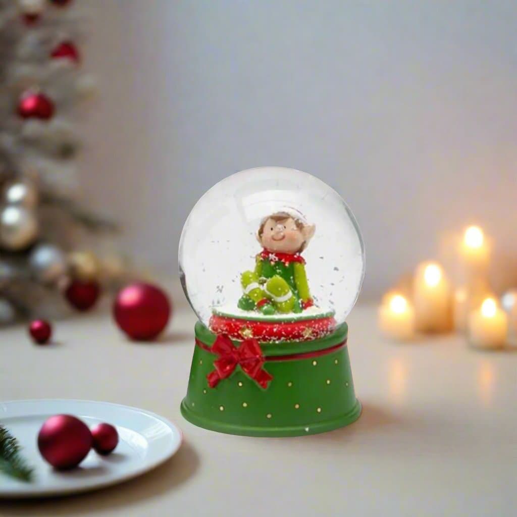 Ampolla con Renna e elfo in vetro decorazione natalizia da 9 cm - 4