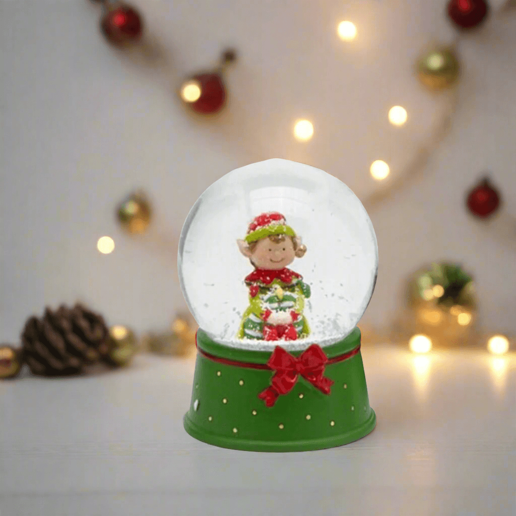 Ampolla con Renna e elfo in vetro decorazione natalizia da 9 cm - 5