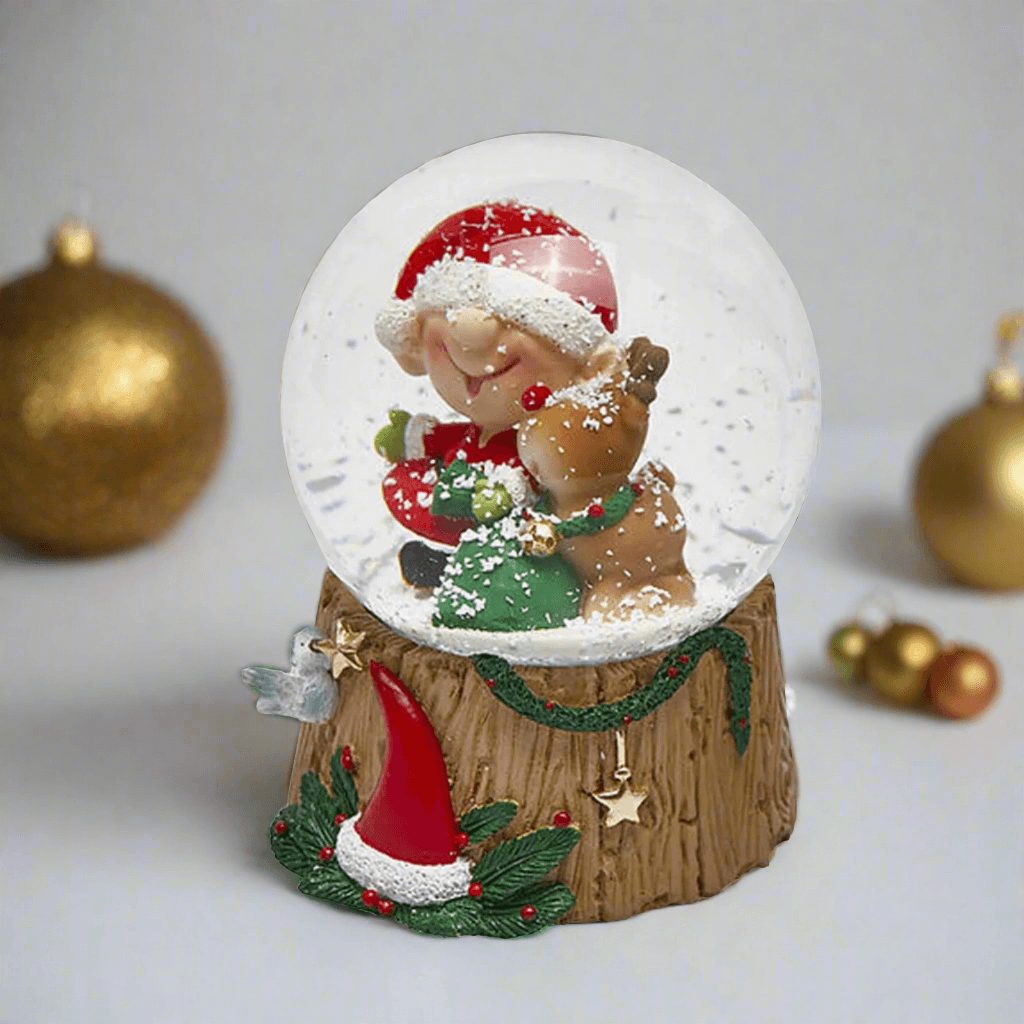 Ampolla con Elfo e Renna in vetro decorazione natalizia - 3