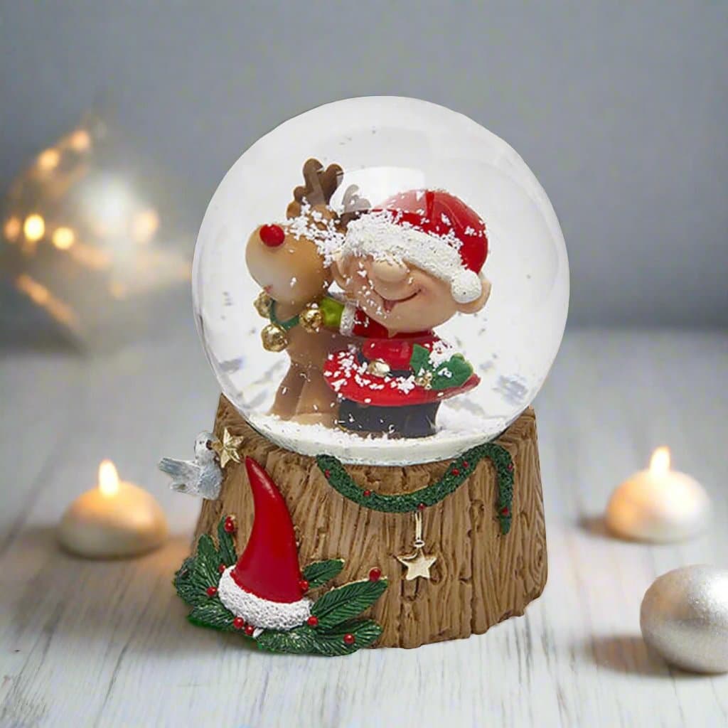 Ampolla con Elfo e Renna in vetro decorazione natalizia - 4