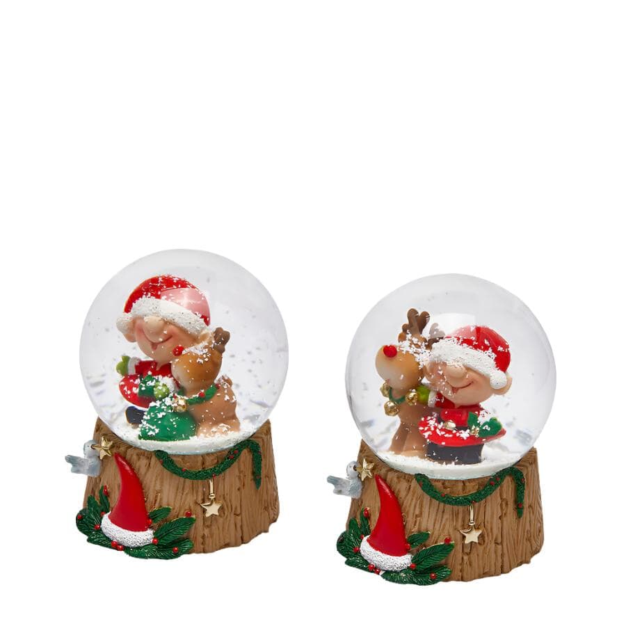 Ampolla con Elfo e Renna in vetro decorazione natalizia - 5