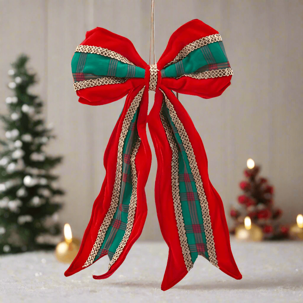 Fiocco "Noel"  decorazione natalizia per albero e ghirlanda da 45 cm - 2