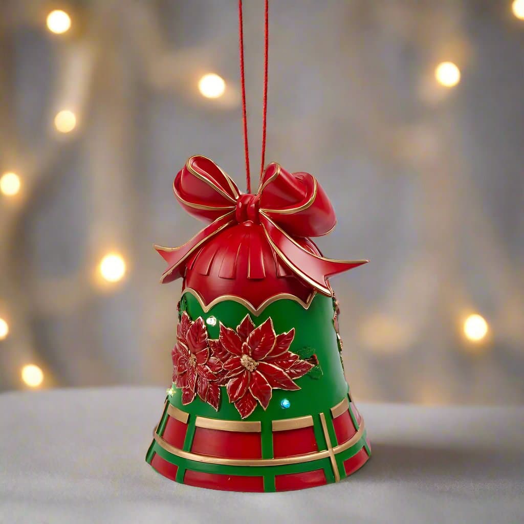 Campana decorata con Babbo in metallo con miniled per decorazioni natalizie - 3