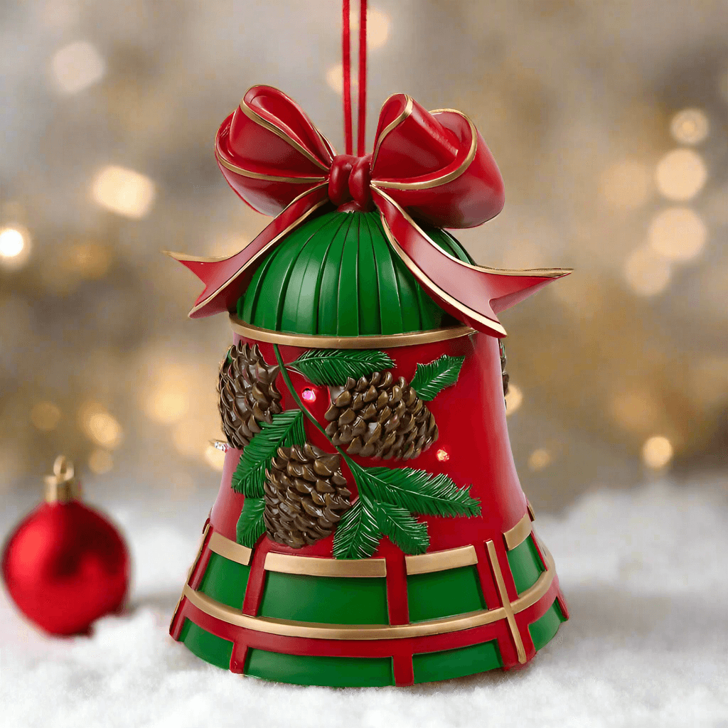Campana decorata con Babbo in metallo con miniled per decorazioni natalizie - 4