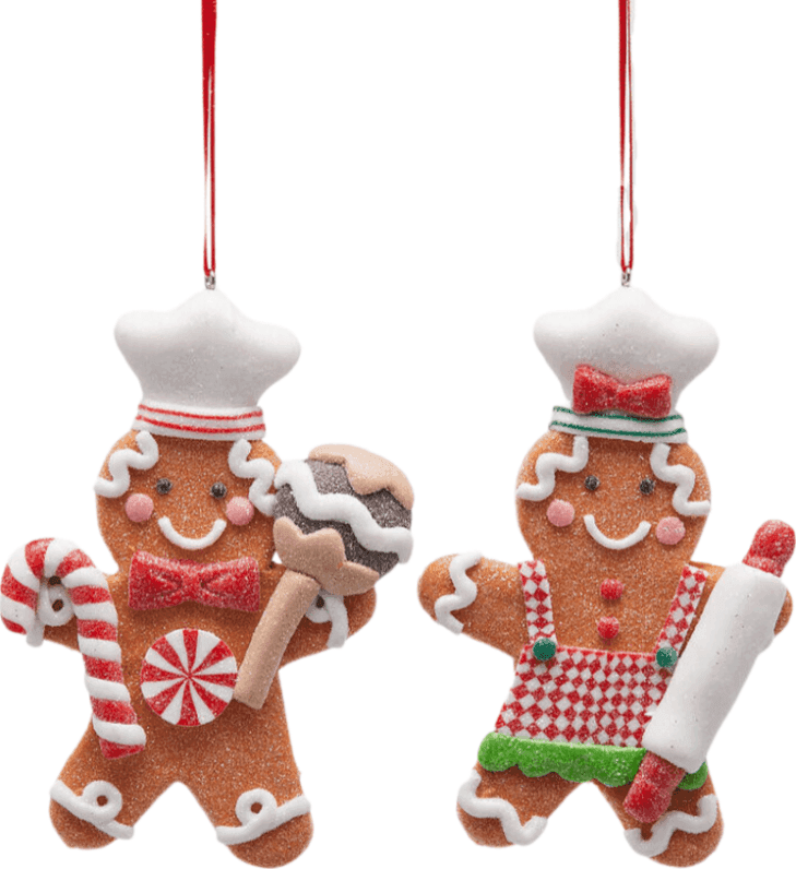 Pendaglio con omino di pan di zenzero cuoco per albero di Natale da 13 cm - 3