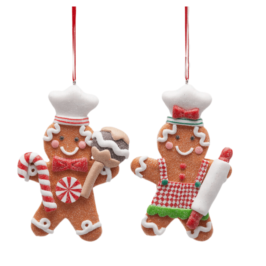 Pendaglio con omino di pan di zenzero cuoco per albero di Natale da 13 cm - 3