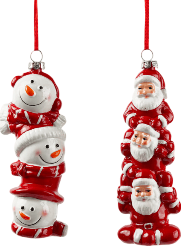 Pendaglio Babbo Natale e pupazzo di neve, decorazione natalizia da h 14,5 cm - 3