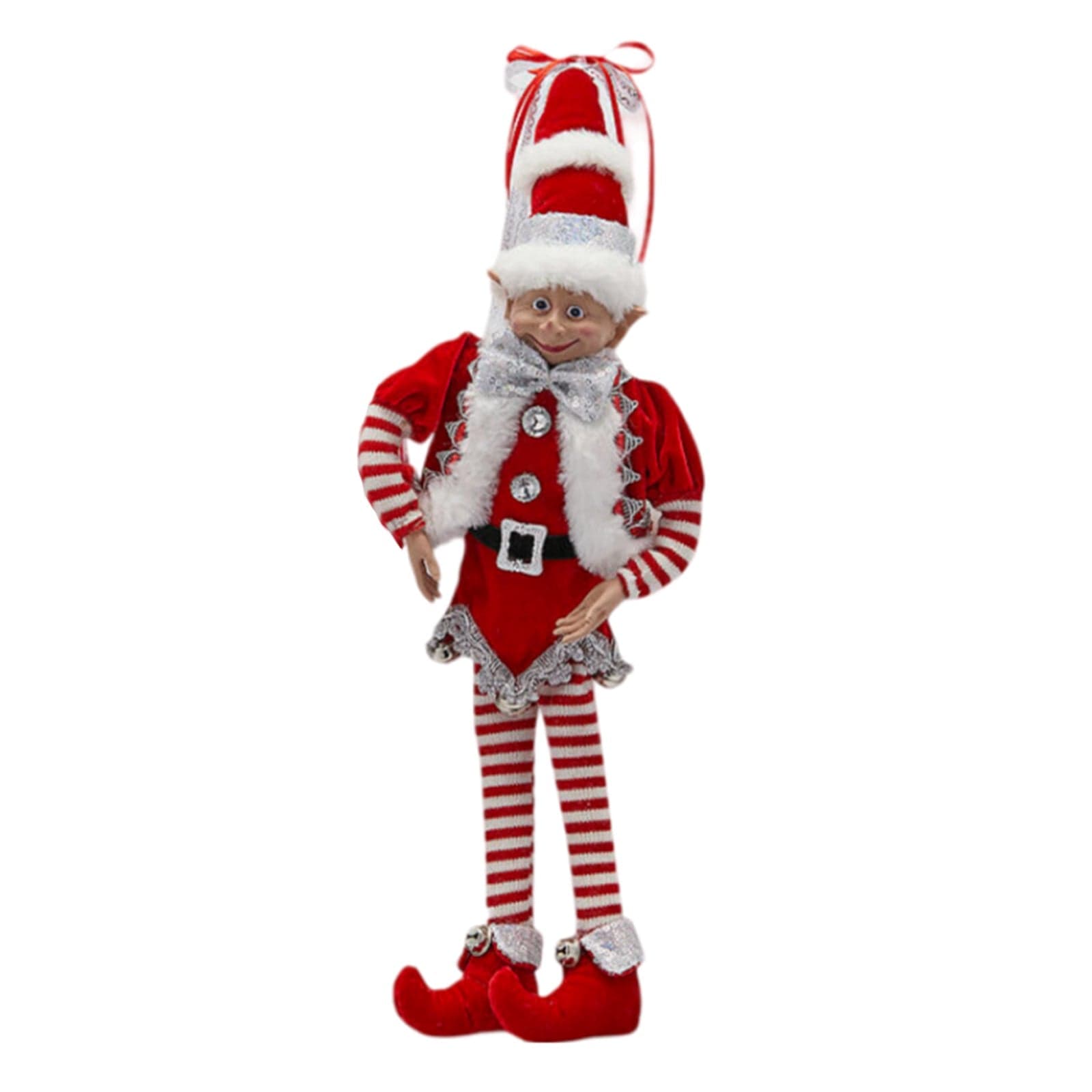 Statuetta "Elfo" natalizia, colore bianco e rosso, da 53 cm - 2