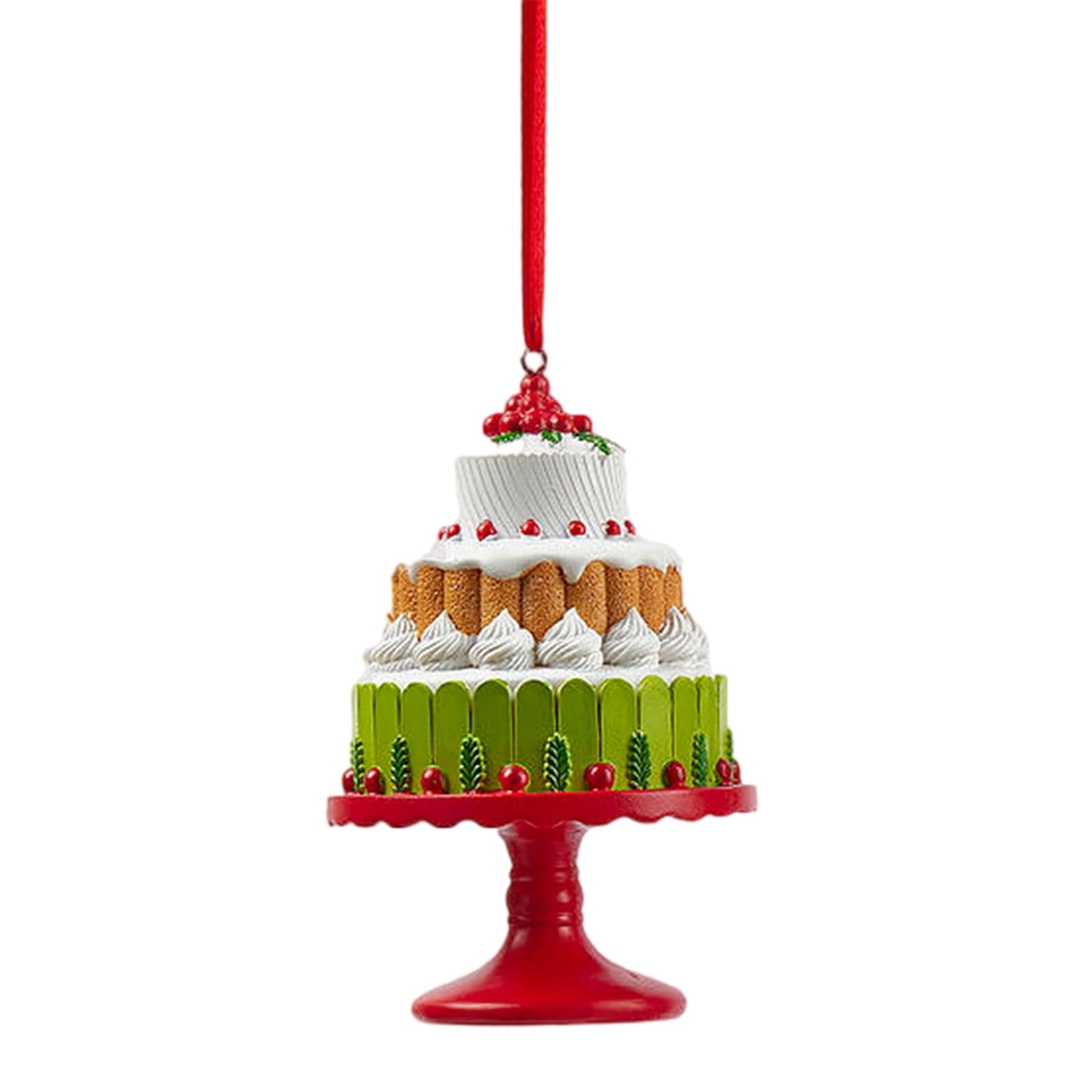 Pendaglio per albero di Natale "Torta" verde e rosso da 11,5 cm - 2