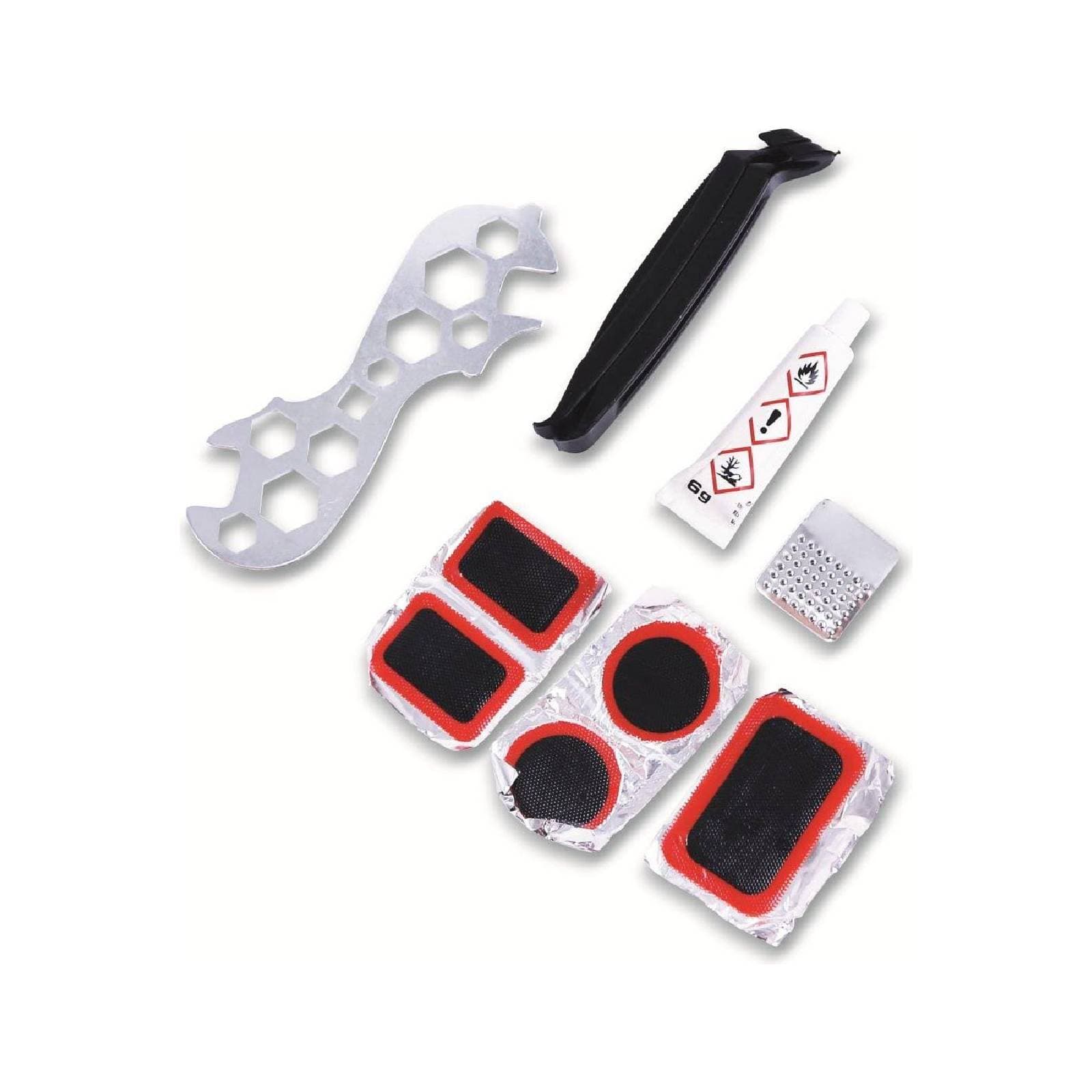 Set 10 pezzi per riparazione pneumatici kit con mastice, adesivi e strumenti essenziali - 2