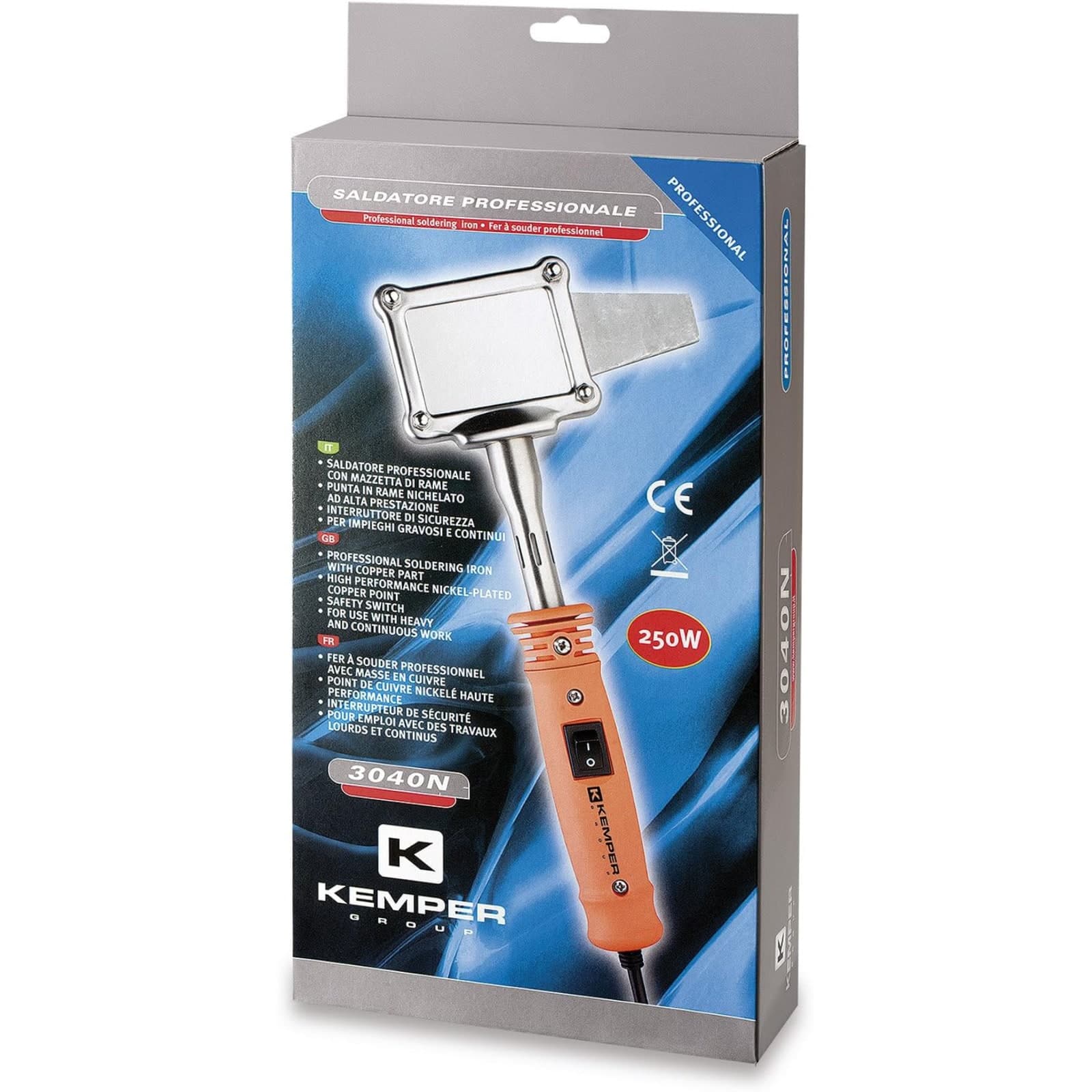 Saldatore Professionale con Mazzetta in Rame Nichelato, Interruttore di Sicurezza, Adatto per Lavori Continui e Gravosi Tensione 220V - 2