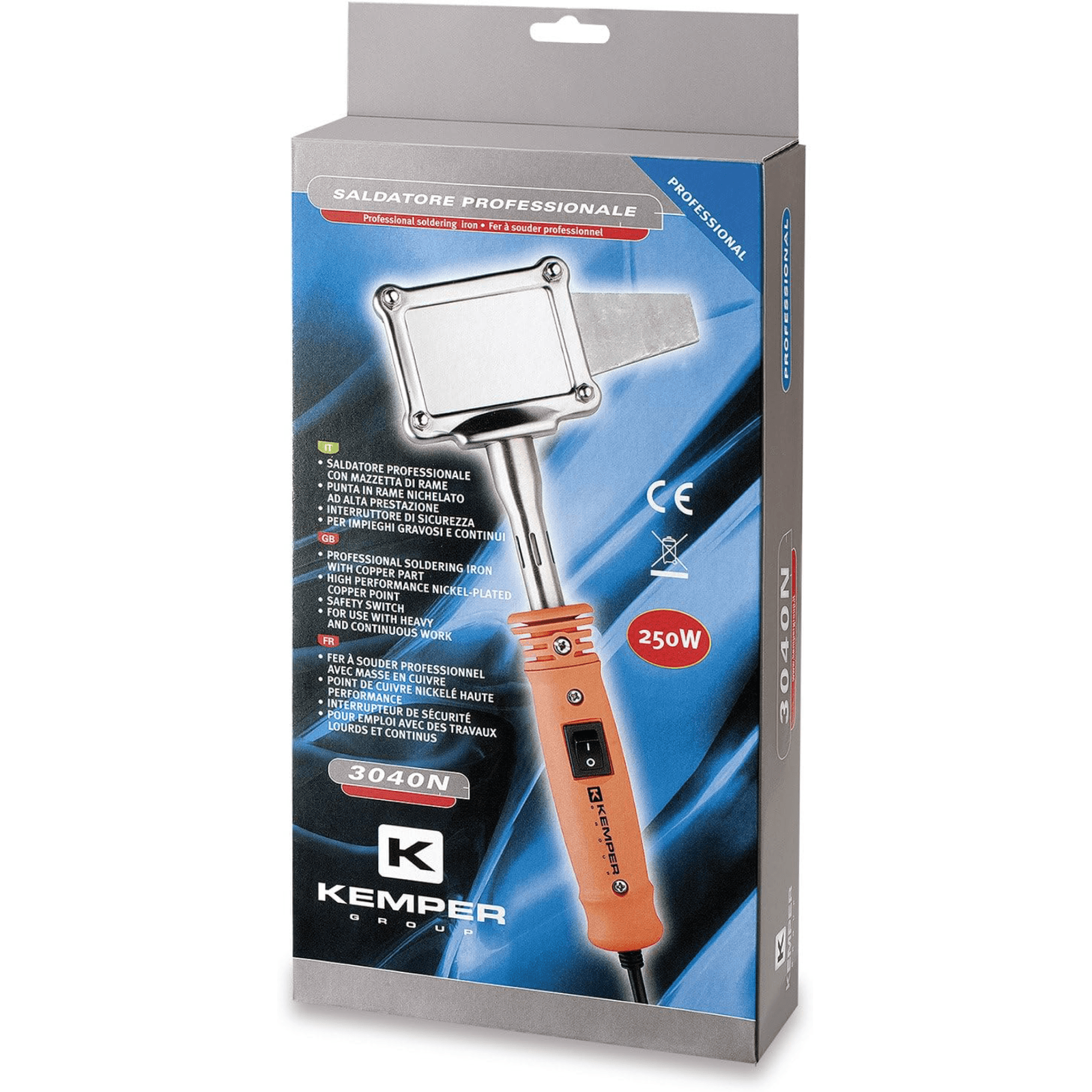 Saldatore Professionale con Mazzetta in Rame Nichelato, Interruttore di Sicurezza, Adatto per Lavori Continui e Gravosi Tensione 220V - 2