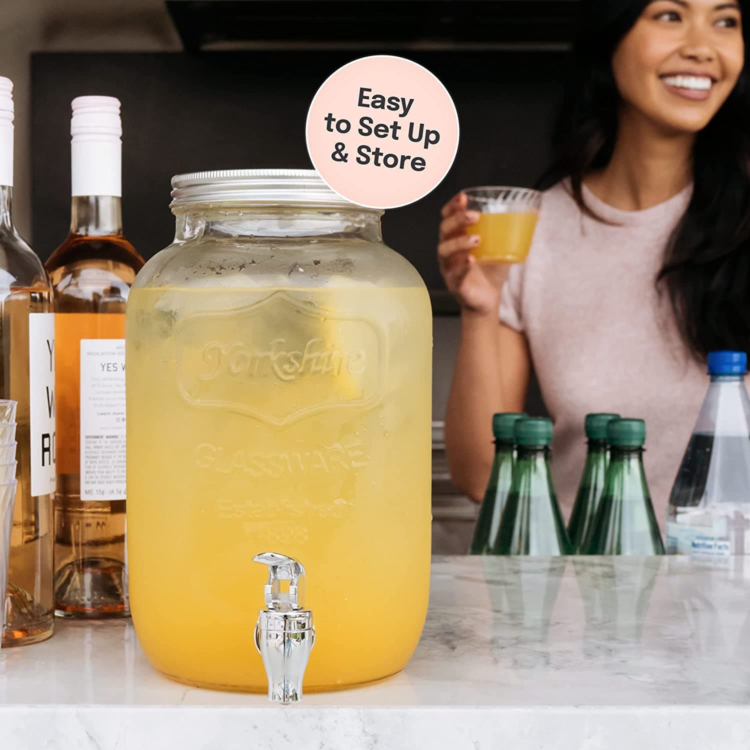 Caraffa in vetro porta bevande con rubinetto da 4 lt - 2