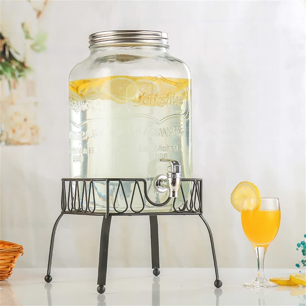 Caraffa in vetro porta bevande con rubinetto e supporto in metallo 7,5 lt - 4
