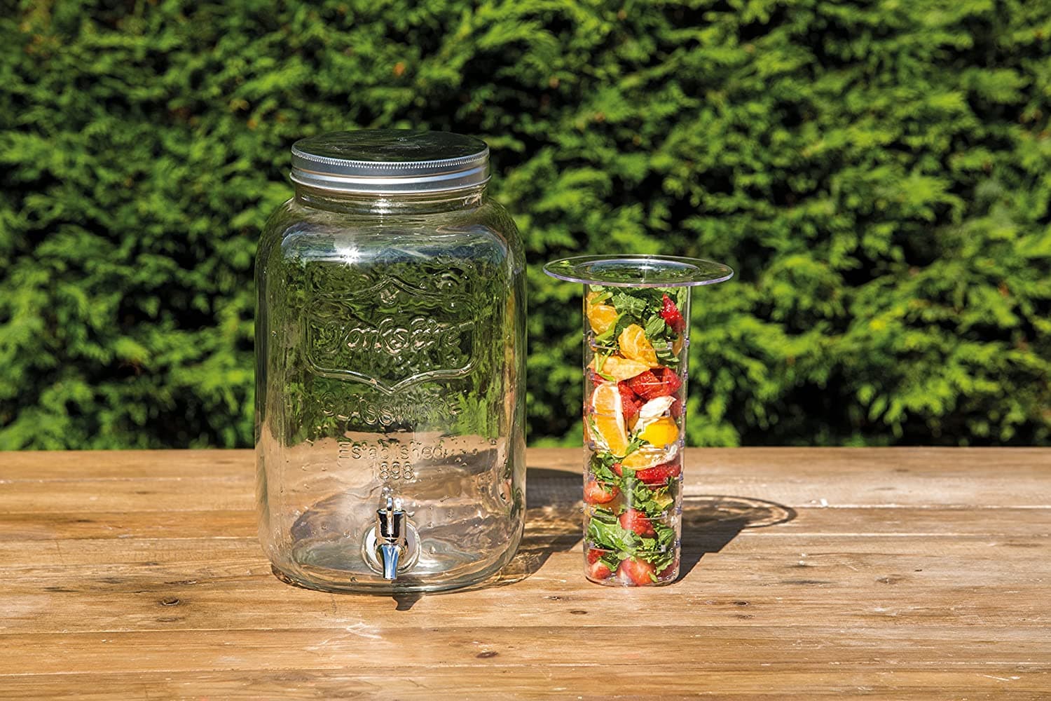 Caraffa in vetro porta bevande con rubinetto e supporto in metallo 7,5 lt - 8