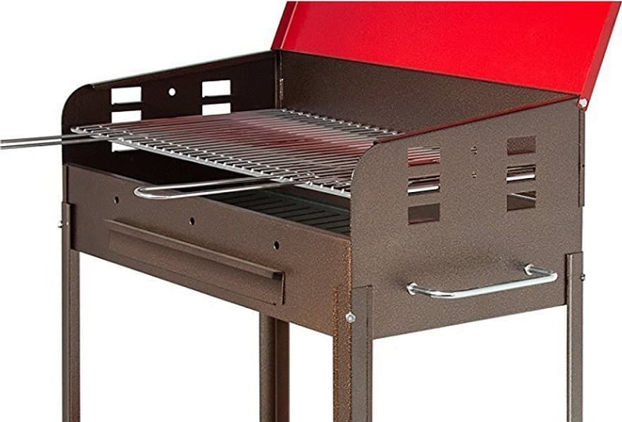 Barbecue a carbone "Vanessa" fornello con tappo e ruote, griglia regolabile Made in Italy - 3