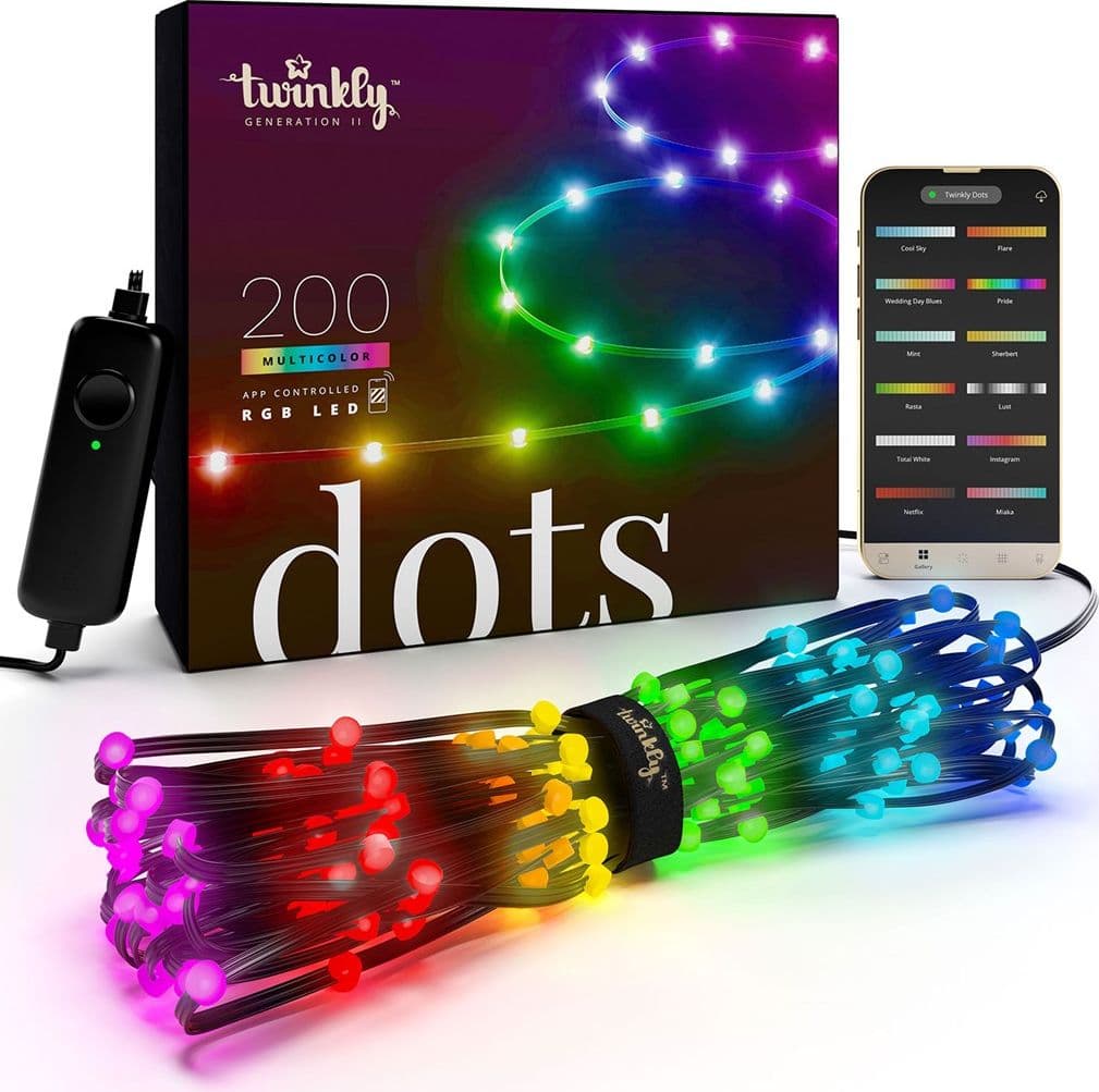 Catena luminosa Twinkly Dots a led RGB + Luce Calda decorazione natalizia