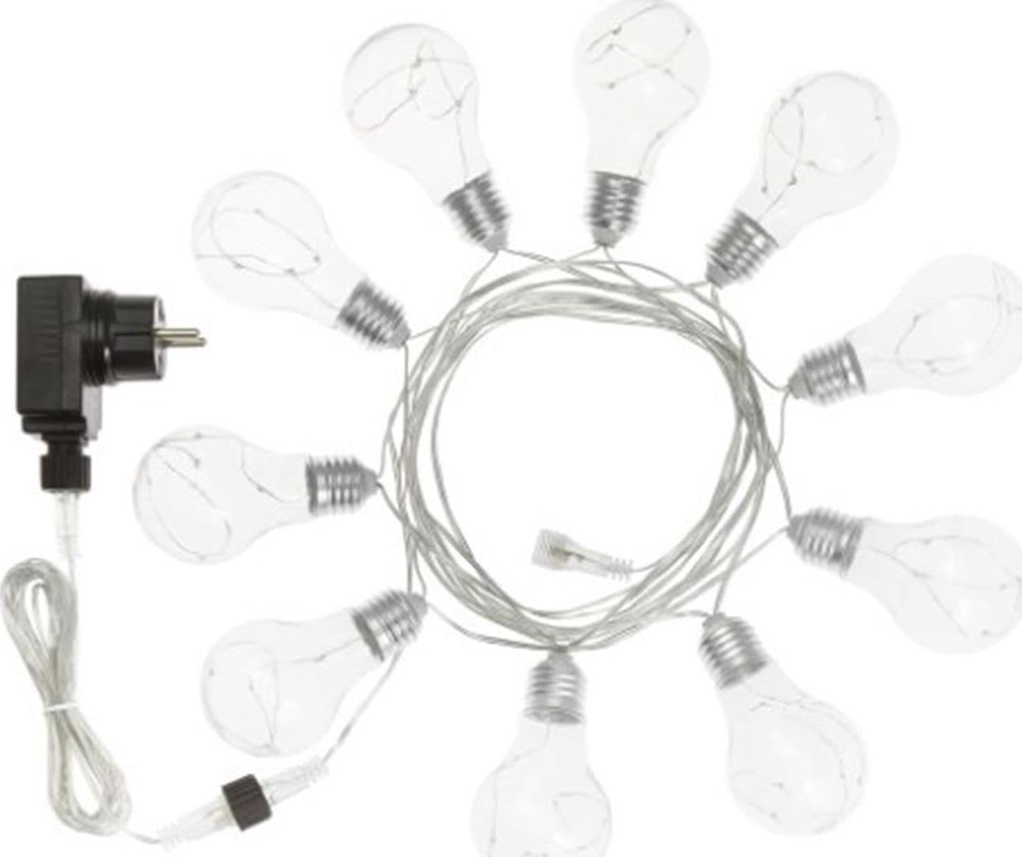 Catena luminosa con 10 lampade microled in filo metallico decorazioni natalizie da esterno - 12