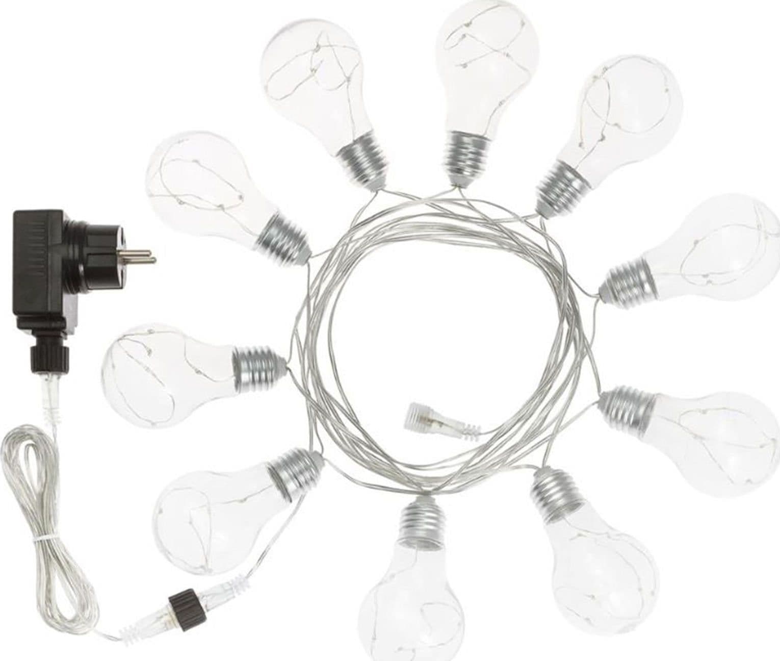 Catena luminosa con 10 lampade microled in filo metallico decorazioni natalizie da esterno - 7