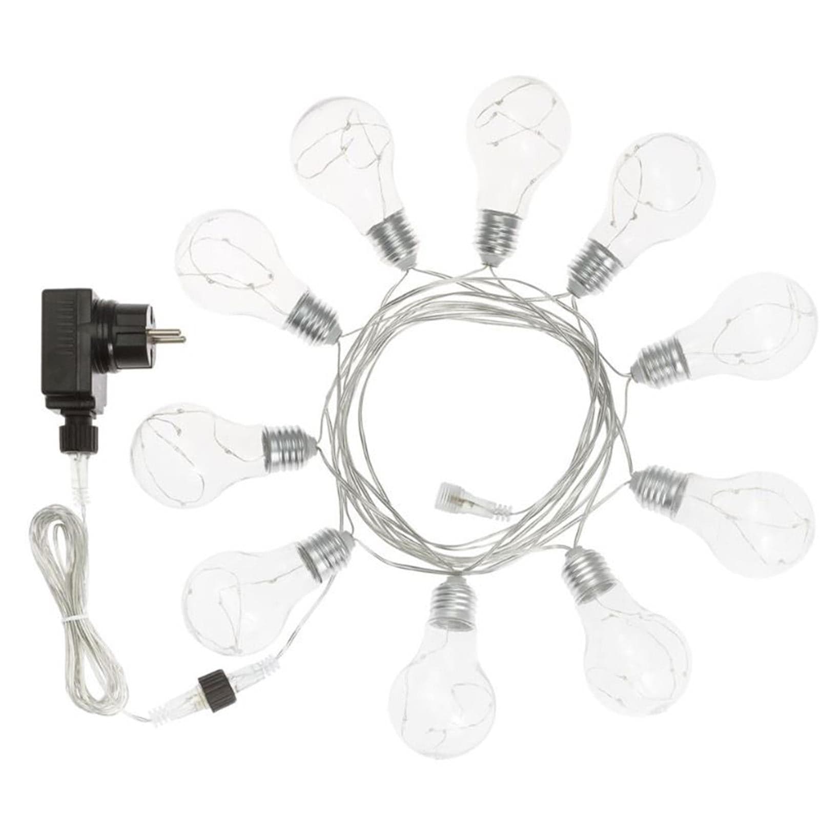 Catena luminosa con 10 lampade microled in filo metallico decorazioni natalizie da esterno - 7