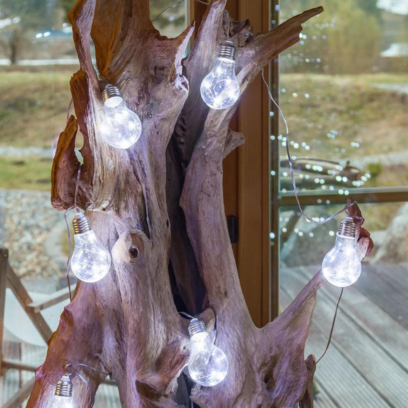 Catena luminosa con 10 lampade microled in filo metallico decorazioni natalizie da esterno - 8