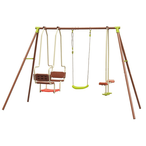 Altalena con struttura in metallo da giardino per bambini con seggiolino da esterno - 11