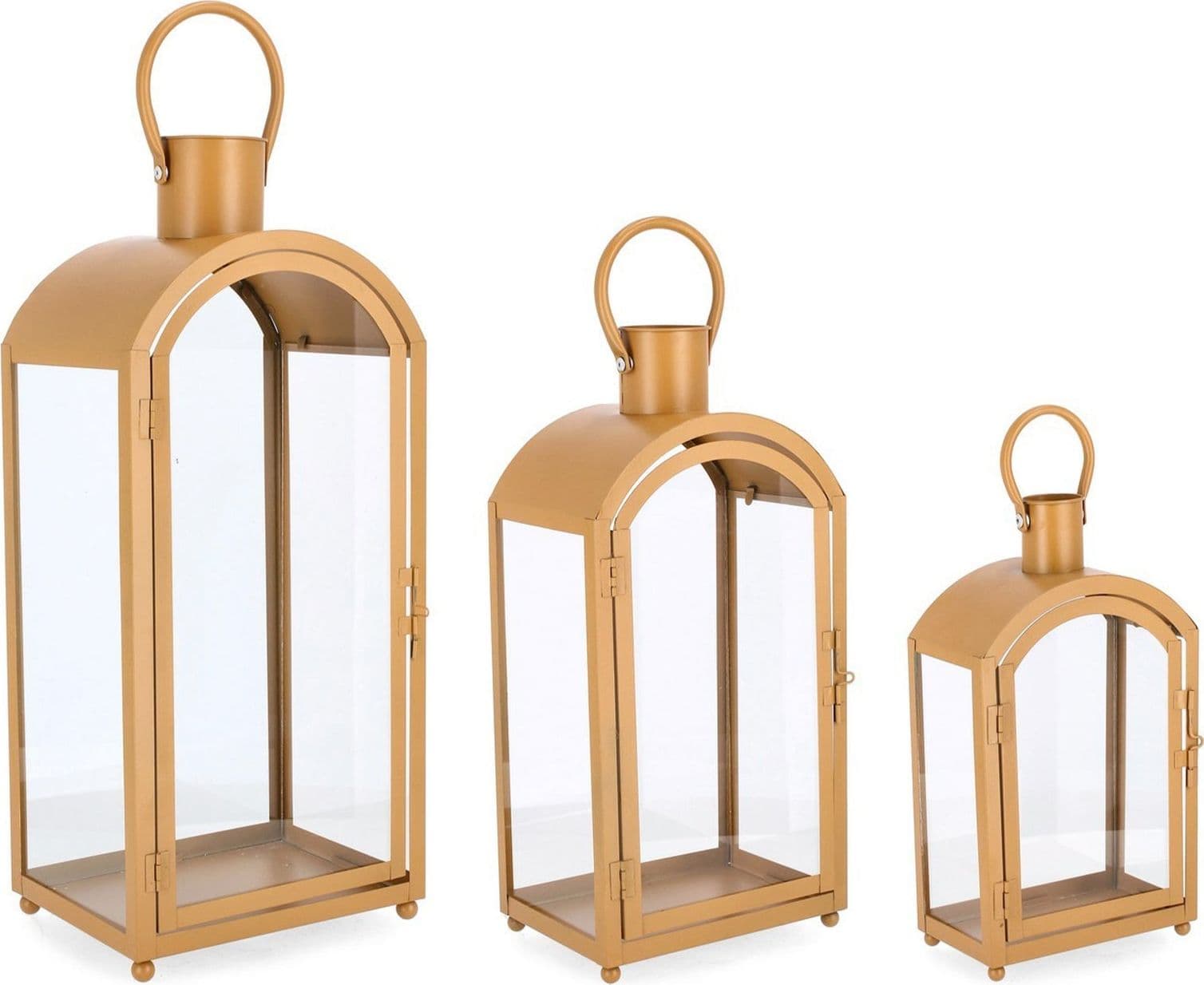 Lanterne decorative "Jillian" in metallo e vetro set da 3 - 2