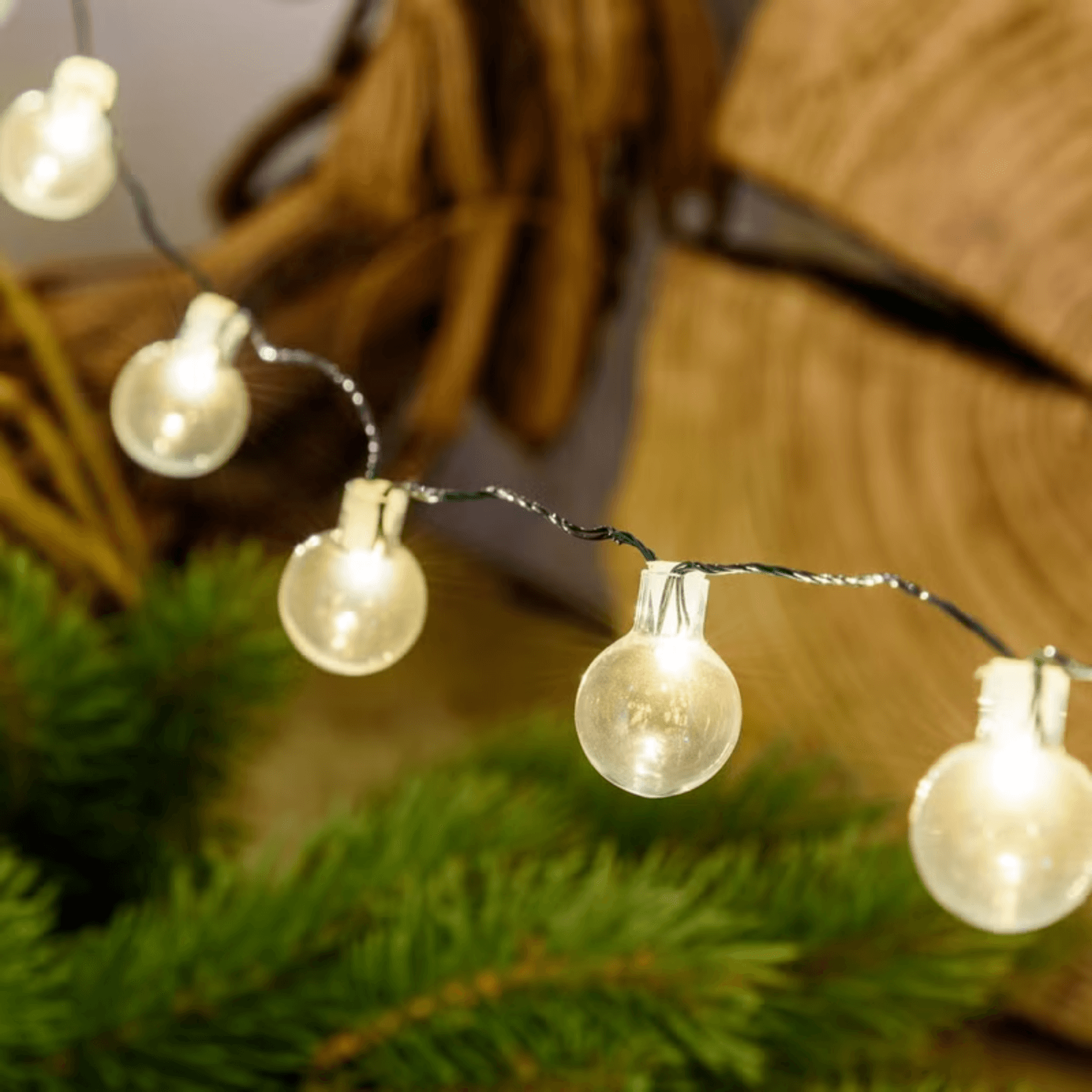Catena verde 80 sfere in vetro, bianco caldo, luce fissa per decorazioni natalizie