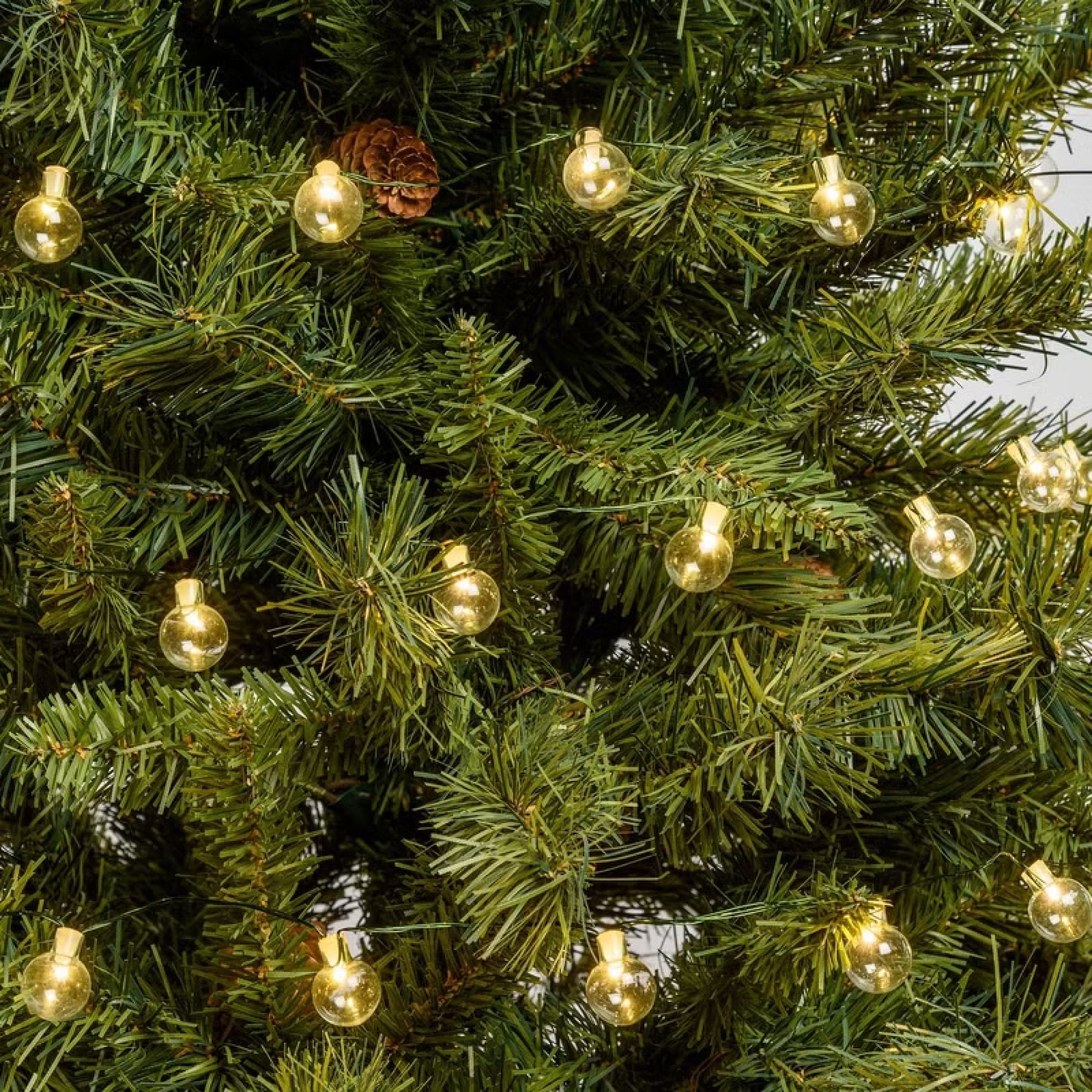 Catena verde 80 sfere in vetro, bianco caldo, luce fissa per decorazioni natalizie - 4